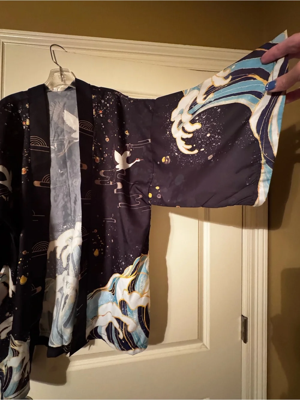 Prijouhe NWT Men’s 2X Japanese Wave Crane Print Kimono Cardigan